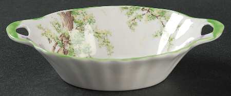 Greenwood Tree (Green Trim) 5" Oval Sweet Meat Dish