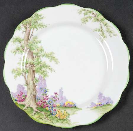 Greenwood Tree (Green Trim) Bread & Butter Plate