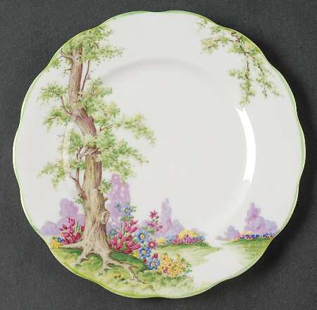 Greenwood Tree (Green Trim) Bread & Butter Plate