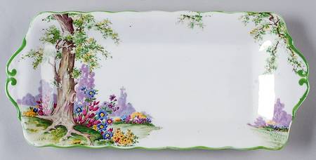 Greenwood Tree (Green Trim) Tray for Creamer & Sugar with Lid by Royal Albert
