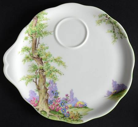 Greenwood Tree (Green Trim) Snack Plate