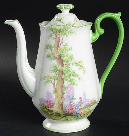 Greenwood Tree (Green Trim) Mini Coffee Pot & Lid