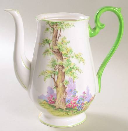 Greenwood Tree (Green Trim) Coffee Pot No Lid