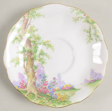 Greenwood Tree (Gold Trim) Saucer for Footed Cup