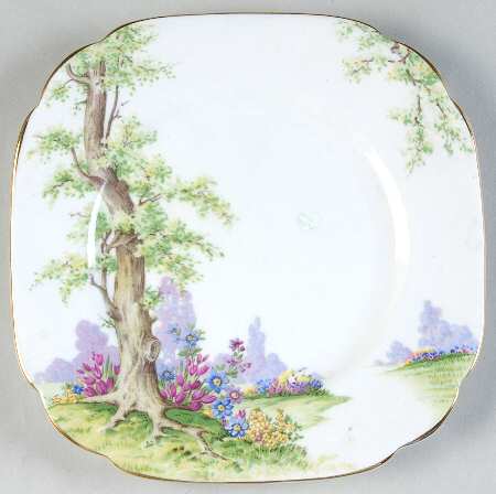 Greenwood Tree (Gold Trim) Square Bread & Butter Plate