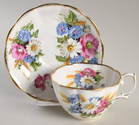 Harvest Bouquet Flat Cup & Saucer Set
