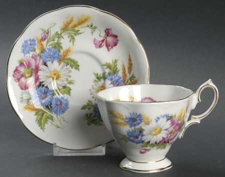 Harvest Bouquet Footed Cup & Saucer Set