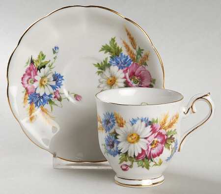 Harvest Bouquet Footed Demitasse Cup & Saucer Set