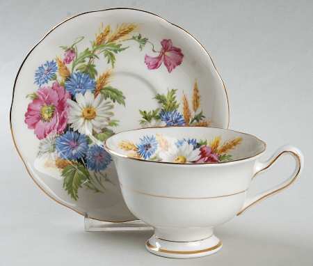 Harvest Bouquet Footed Cup & Saucer Set