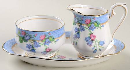 Harebell Mini Creamer & Open Sugar with Tray