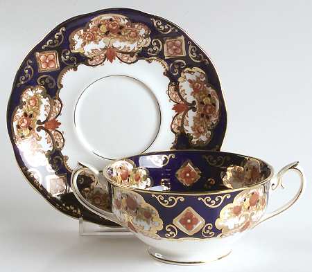 Heirloom (Bone China Stamp) Footed Cream Soup Bowl & Saucer Set