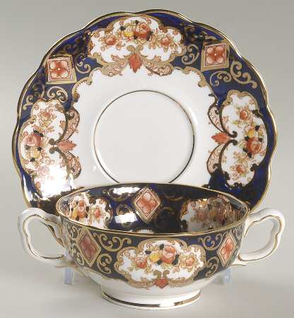 Heirloom (Bone China Stamp) Footed Cream Soup Bowl & Saucer Set