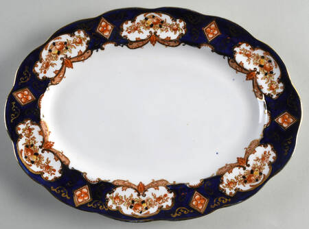 Heirloom (Crown China Stamp, SCALLOPED) 11" Oval Serving Platter