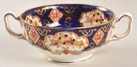 Heirloom (Crown China Stamp, SCALLOPED) Footed Cream Soup Bowl