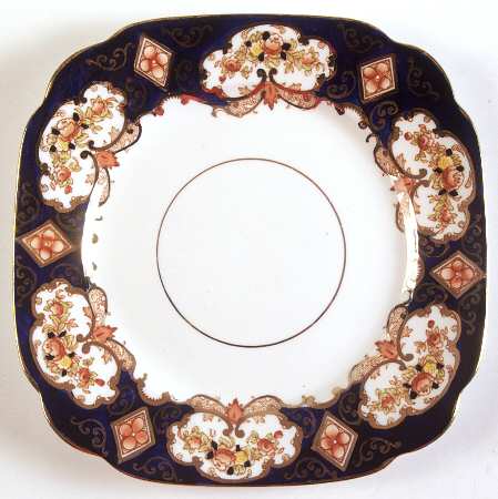 Heirloom (Crown China Stamp, SCALLOPED) Square Salad Plate