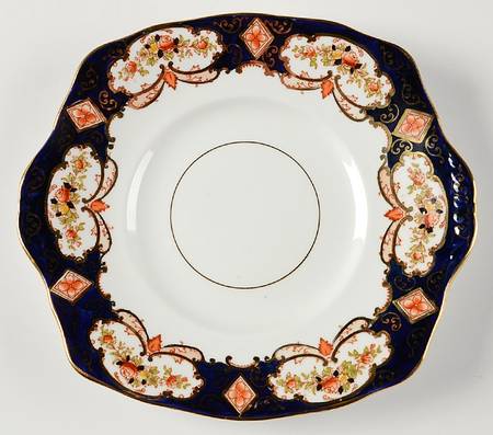 Heirloom (Crown China Stamp, SCALLOPED) Square Handled Cake Plate