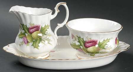 Highland Thistle Mini Creamer & Open Sugar with Tray