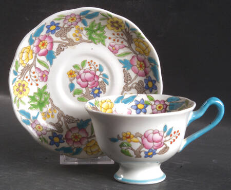 Jacobean Footed Cup & Saucer Set