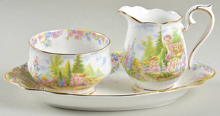 Kentish Rockery Mini Creamer & Open Sugar w/Tray Set