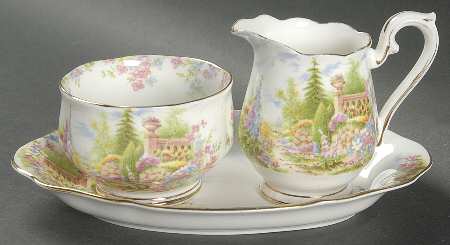 Kentish Rockery Creamer & Open Sugar with Tray