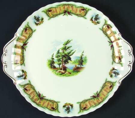 Knotty Pine Handled Cake Plate
