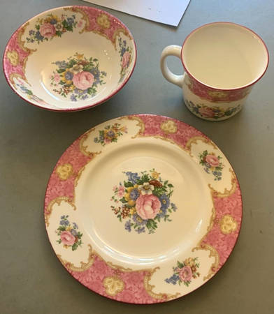 Lady Carlyle (3 Pc) No Box Child's Set (Child Bowl,Plate & Mug)