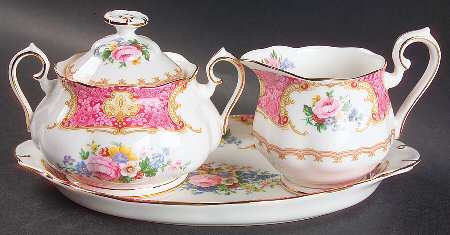 Lady Carlyle Creamer & Sugar with Lid & Tray Set
