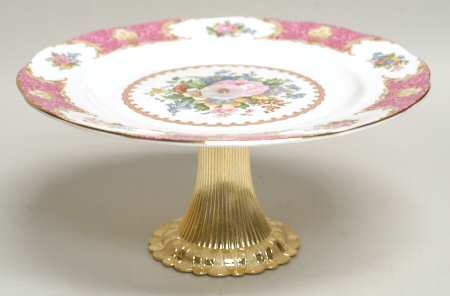 Lady Carlyle Cake Stand with 4"-5" Metal Pedestal  Hc
