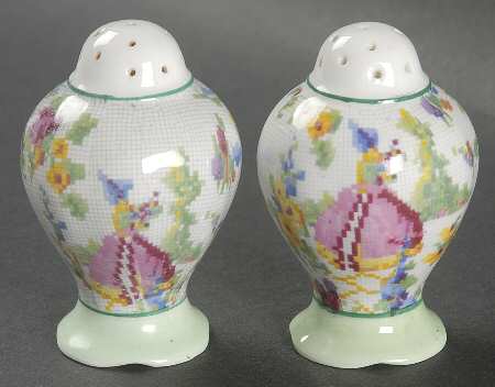 Lady Gay (Hampton, Countess, Green Trim) Salt & Pepper Set