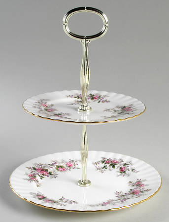 Lavender Rose 2-Tiered Serving Tray (Salad & Bread/Butter Plate)