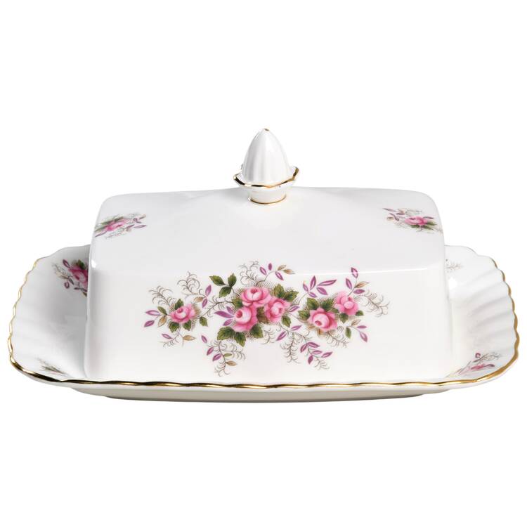 Lavender Rose Rectangular Covered Butter