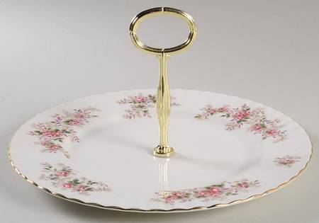Lavender Rose Round Serving Plate with Handle (DP)