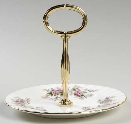 Lavender Rose Round Serving Plate with Handle (BBr)