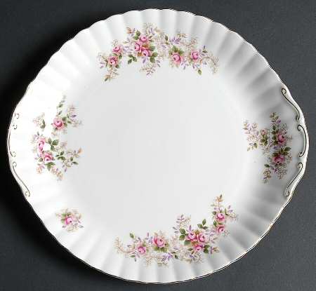 Lavender Rose Handled Cake Plate
