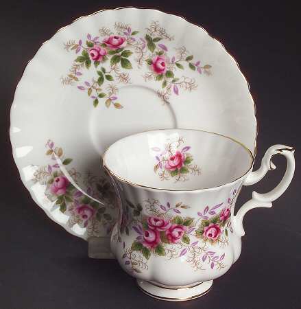 Lavender Rose Footed Demitasse Cup & Saucer Set