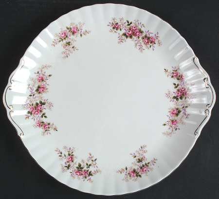 Lavender Rose Large Handled Cake Plate