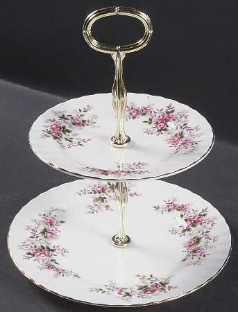 Lavender Rose 2-Tiered Serving Tray (Salad & Bread/Butter Plate)