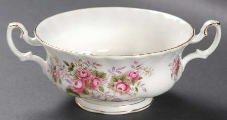 Lavender Rose Footed Cream Soup Bowl