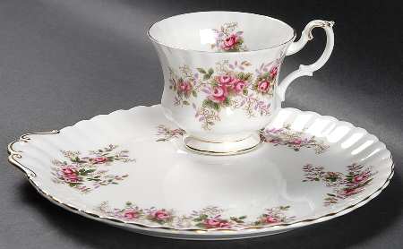 Lavender Rose Snack Plate & Cup Set