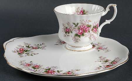 Lavender Rose Snack Plate & Cup Set