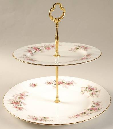Lavender Rose 2 Tiered Serving Tray (Dinner & Salad Plate)