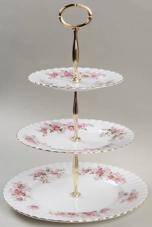 Lavender Rose 13 7/8"-14 1/4" 3-Tiered Serving Tray(DP,SP,BB) HC