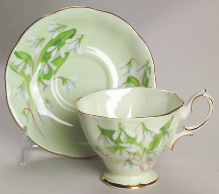 Laurentian Snowdrop Pale Green Footed Cup & Saucer Set