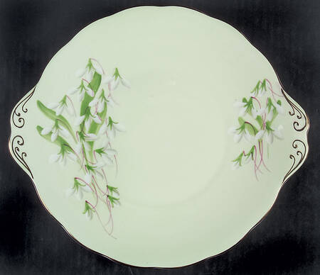 Laurentian Snowdrop Pale Green Handled Cake Plate