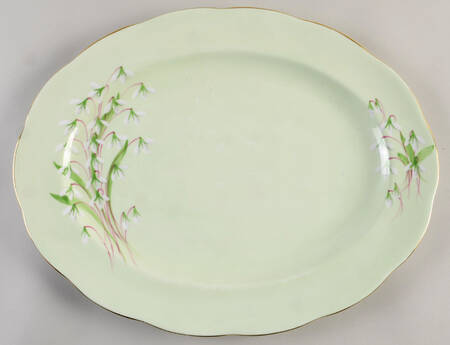 Laurentian Snowdrop Pale Green 15" Oval Serving Platter