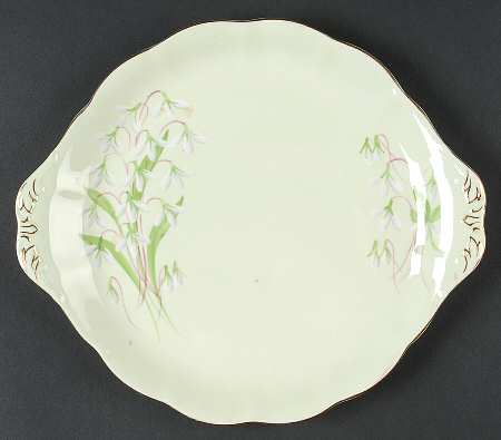 Laurentian Snowdrop Pale Green Handled Cake Plate