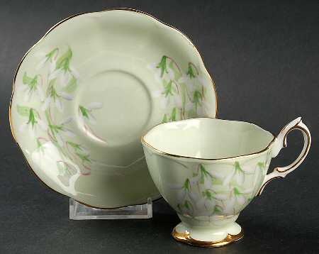 Laurentian Snowdrop Pale Green Footed Demitasse Cup & Saucer Set