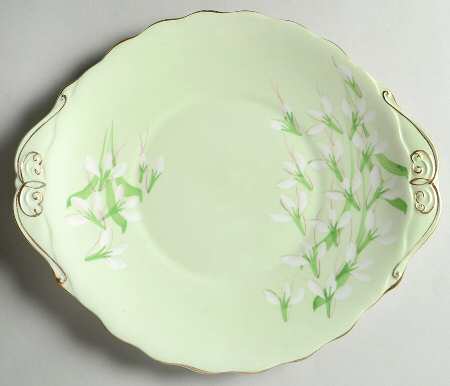 Laurentian Snowdrop Pale Green Handled Cake Plate