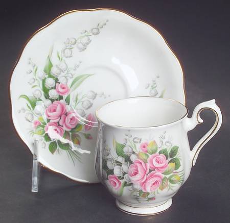 Lily of The Valley Footed Demitasse Cup & Saucer Set