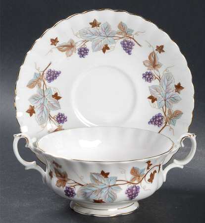 Lorraine Footed Cream Soup Bowl & Saucer Set